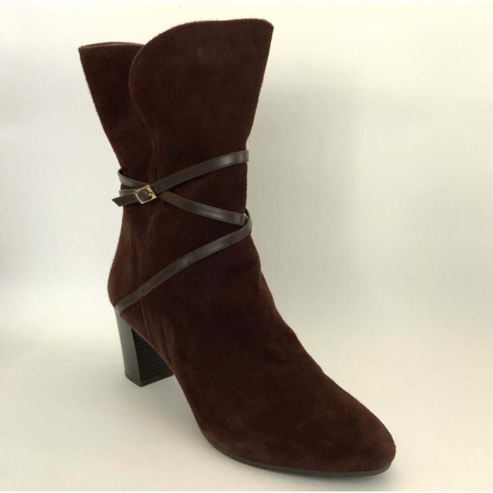 Isaac Mizrahi Live Mid-calf Suede Boots Brown 10 - Picture 15 of 16